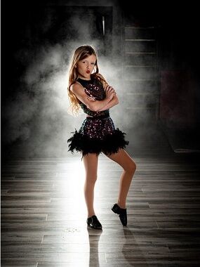 Black Feathered Sequin Dance Costume for Kids